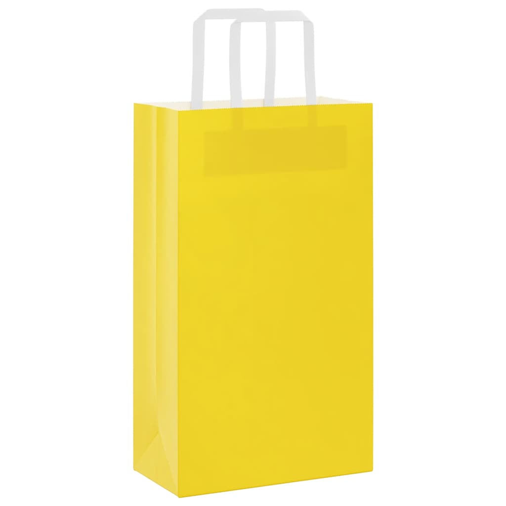 VidaXL sacs en papier 50 pcs avec poignées 21x11x36 cm jaune
