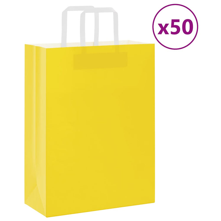 VidaXL sacs en papier 50 pcs avec poignées 26x12x35 cm jaune