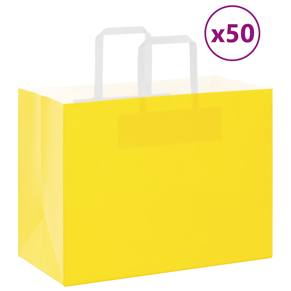 VidaXL sacs en papier 50 pcs avec poignées 32x17x25 cm jaune