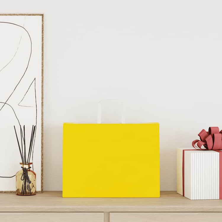 VidaXL sacs en papier 50 pcs avec poignées 32x17x25 cm jaune