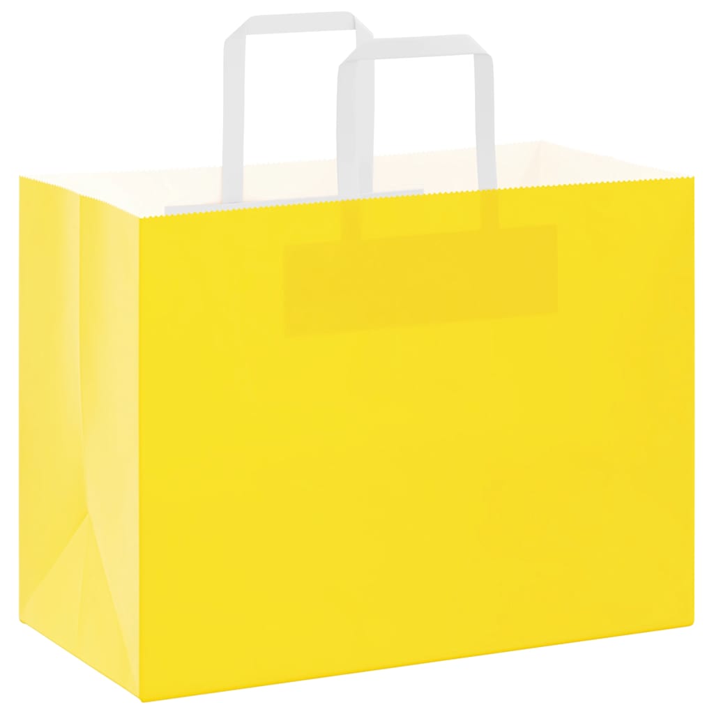 VidaXL sacs en papier 50 pcs avec poignées 32x17x25 cm jaune