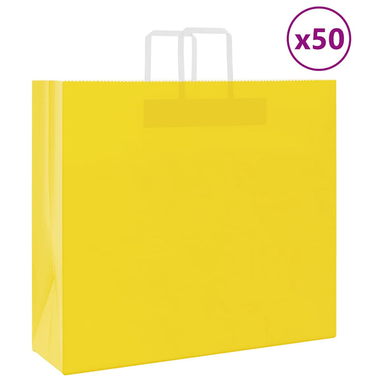 VidaXL sacs en papier 50 pcs avec poignées 54x15x49 cm jaune
