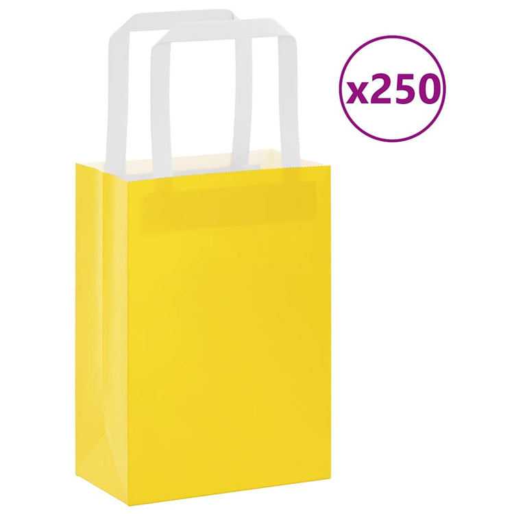 VidaXL sacs en papier 250 pcs avec poignées 15x8x21 cm jaune
