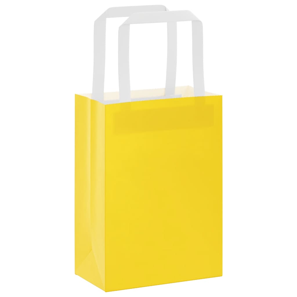 VidaXL sacs en papier 250 pcs avec poignées 15x8x21 cm jaune