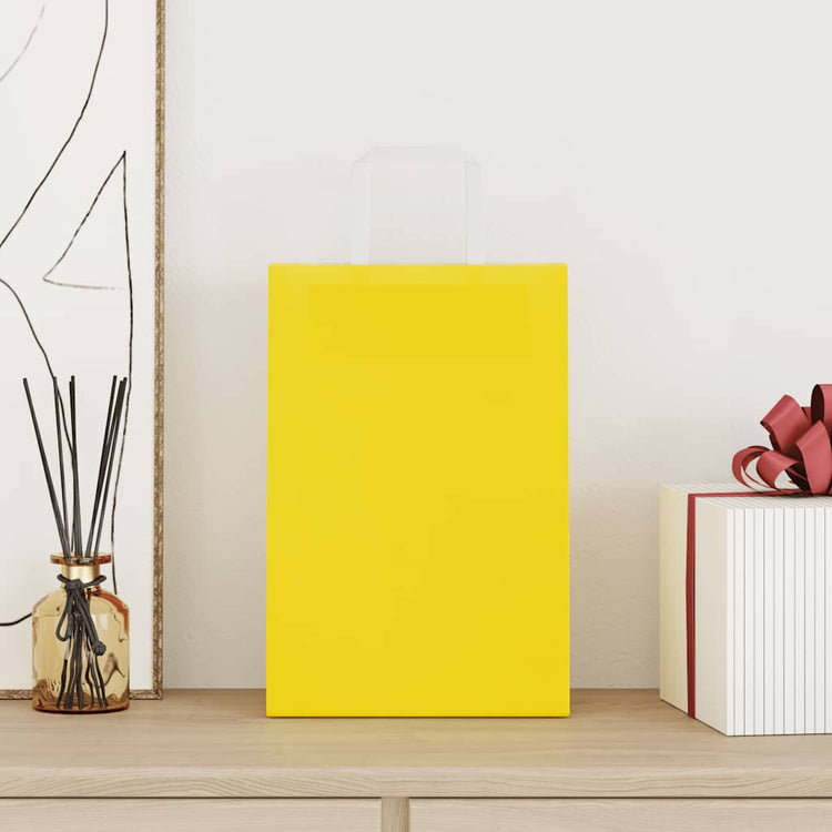 Vidaxxl sacs en papier 250 pcs avec poignées 21x11x31 cm jaune