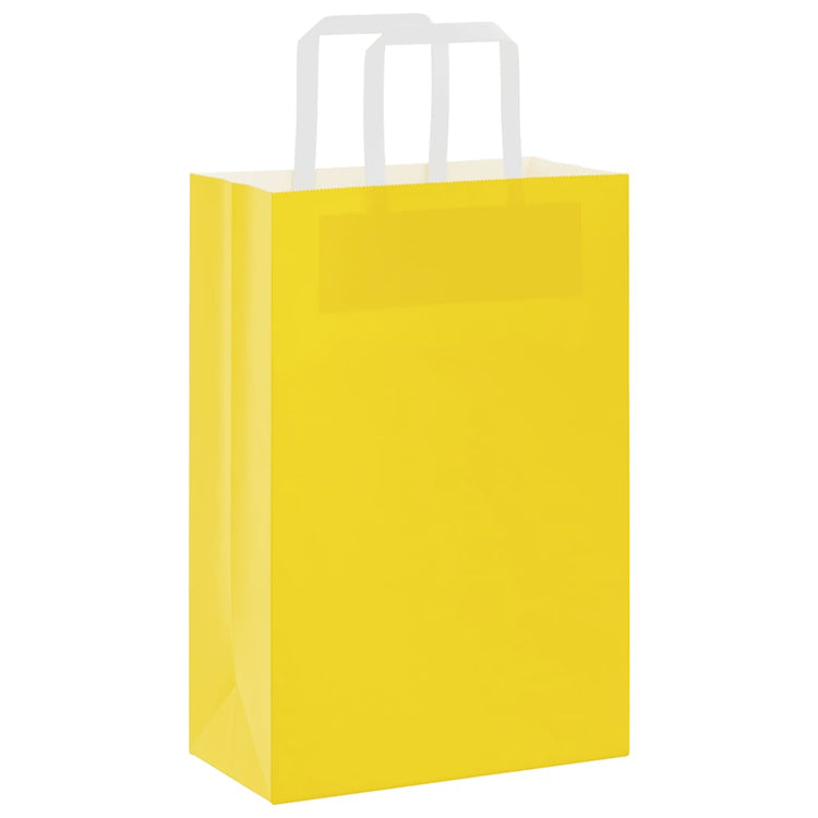 Vidaxxl sacs en papier 250 pcs avec poignées 21x11x31 cm jaune