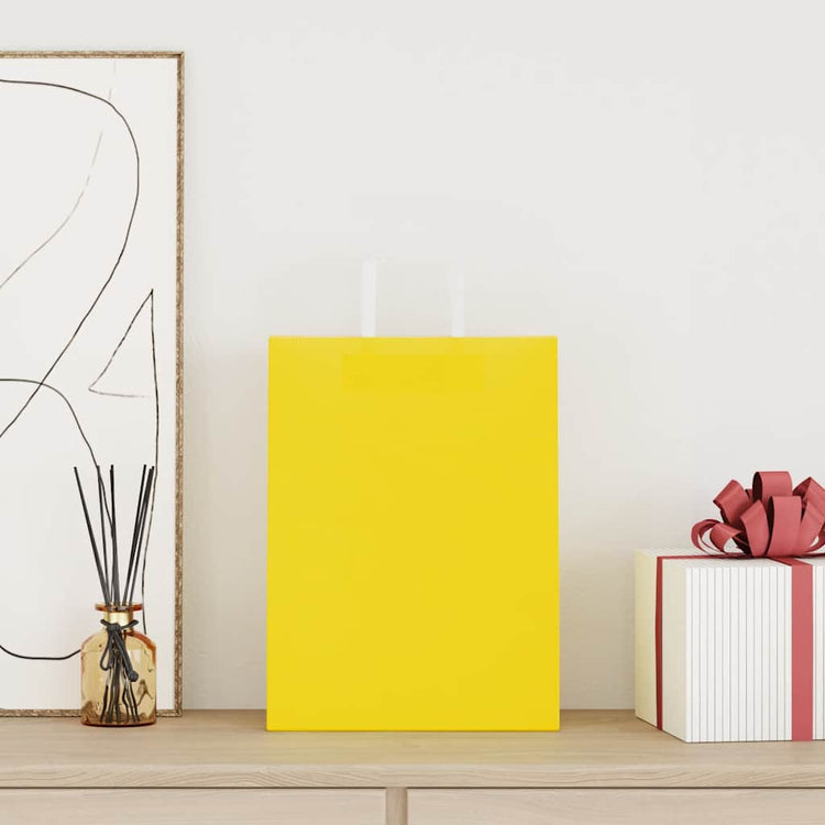 VidaXL sacs en papier 250 pcs avec poignées 26x12x35 cm jaune