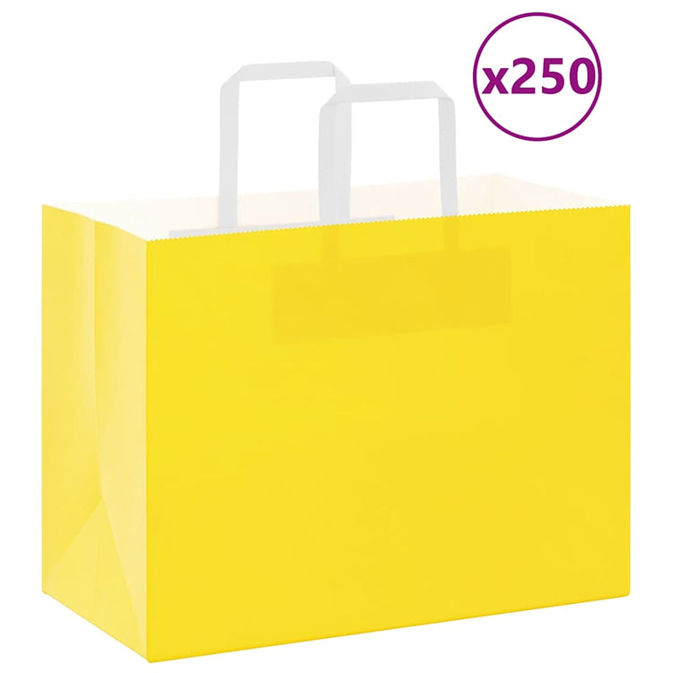 VidaXL sacs en papier 250 pcs avec poignées 32x17x25 cm jaune