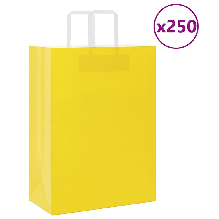 VidaXL sacs en papier 250 pcs avec poignées 32x17x44 cm jaune