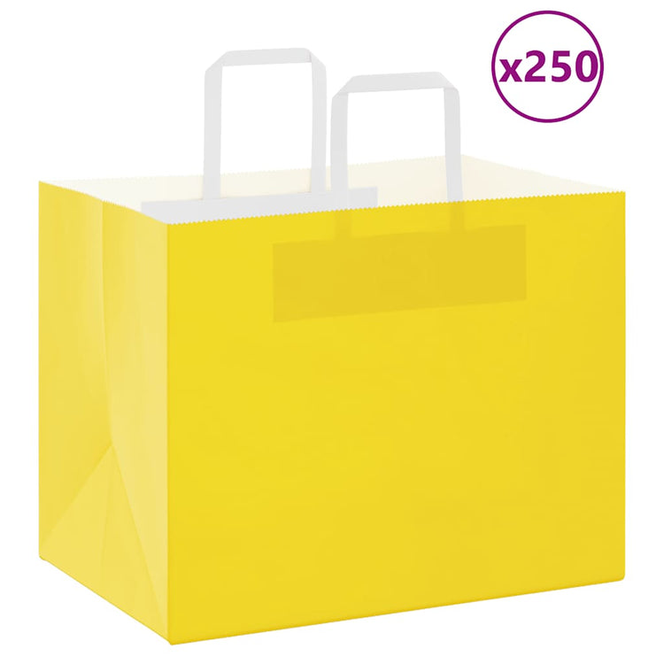 VidaXL sacs en papier 250 pcs avec poignées 32x22x24 cm jaune