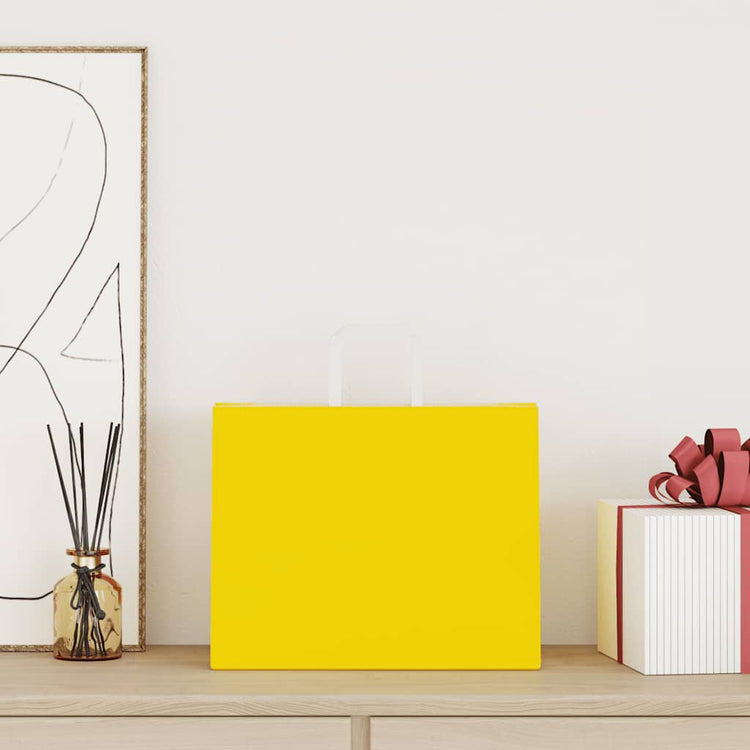 VidaXL sacs en papier 250 pcs avec poignées 32x22x24 cm jaune