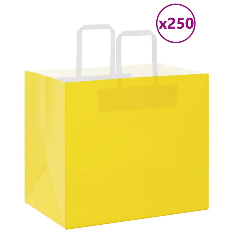 VidaXL sacs en papier 250 pcs avec poignées 32x22x28 cm jaune