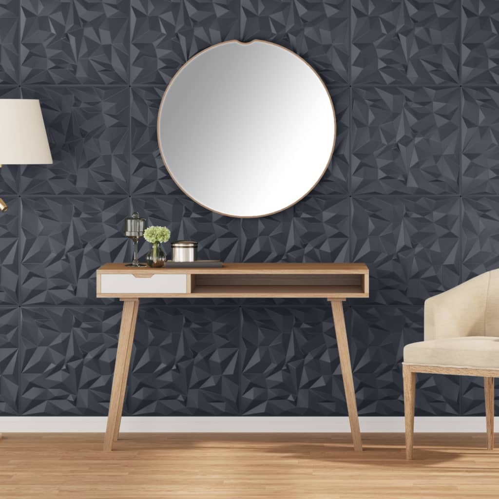 Vidaxl 48 Panneaux muraux St Amethiste 12 m² 50x50 cm gris XPS
