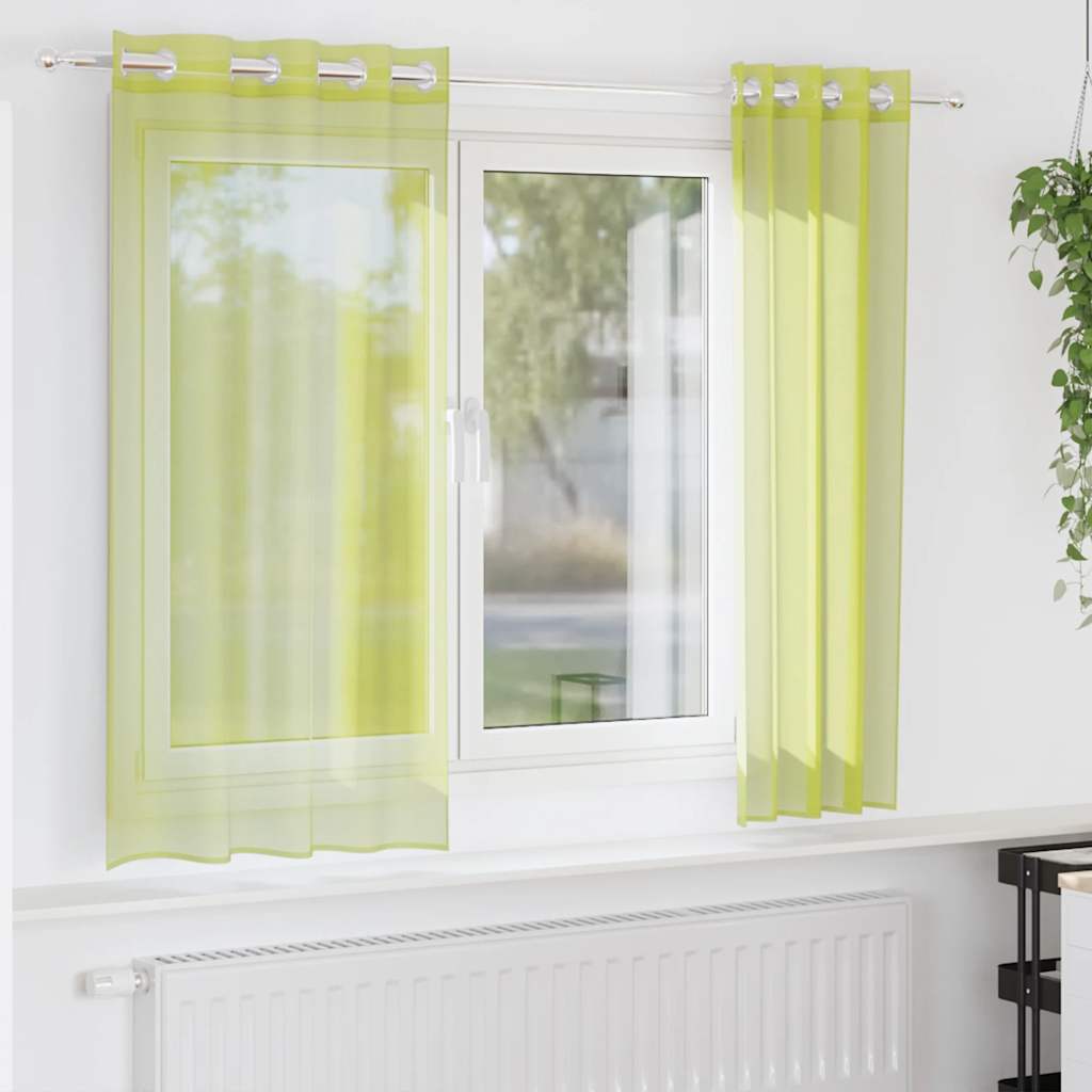 Vidaxx rideaux voile avec œillets 2 pcs 140x140 cm vert pomme