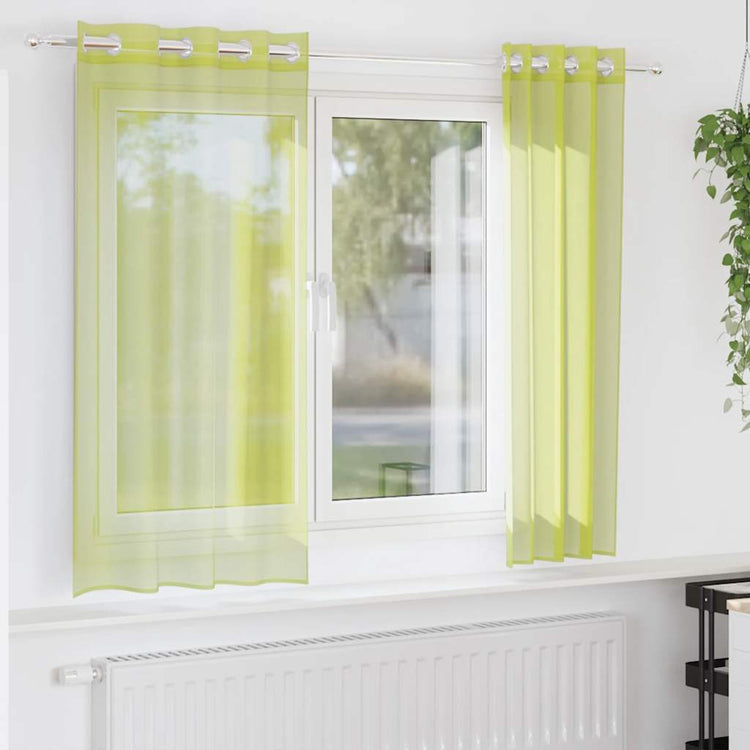 Vidaxx rideaux voile avec œillets 2 pcs 140x140 cm vert pomme