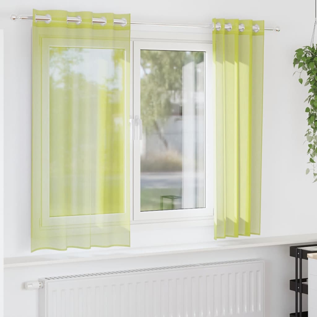 Vidaxx rideaux voile avec œillets 2 pcs 140x175 cm vert pomme