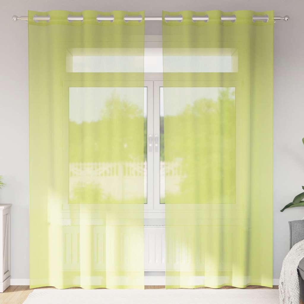 Vidaxx rideaux voile avec œillets 2 pcs 140x245 cm vert pomme