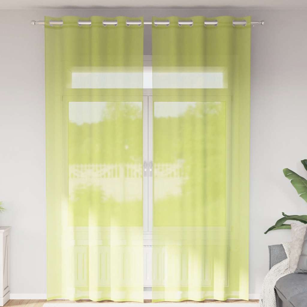 Vidaxx rideaux voile avec œillets 2 pcs 140x260 cm vert pomme