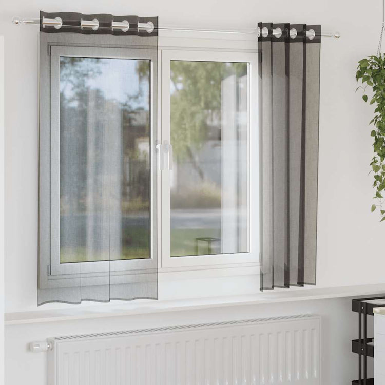 Vidaxx rideaux voile avec œillets 2 pcs 140x140 cm noir