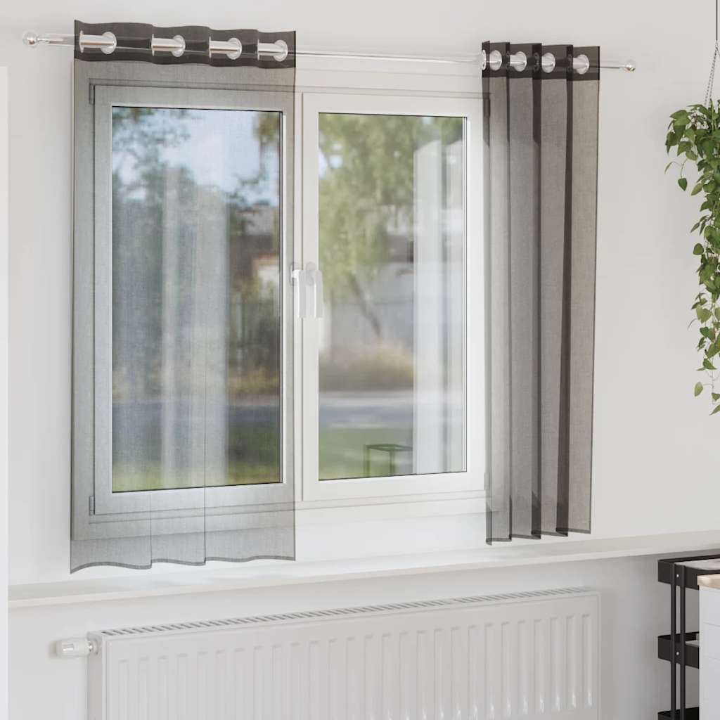 Vidaxx rideaux voile avec œillets 2 pcs 140x175 cm noir