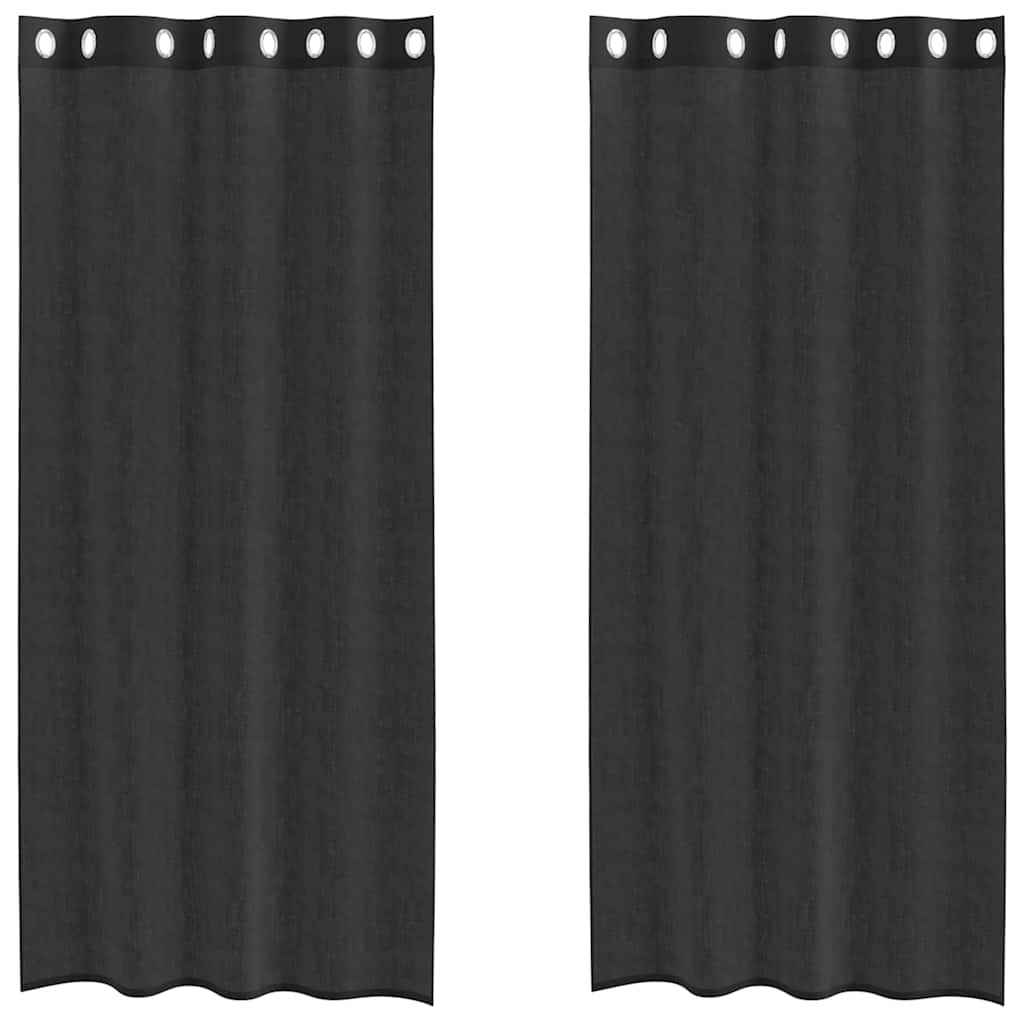 Vidaxx rideaux voile avec œillets 2 pcs 140x225 cm noir