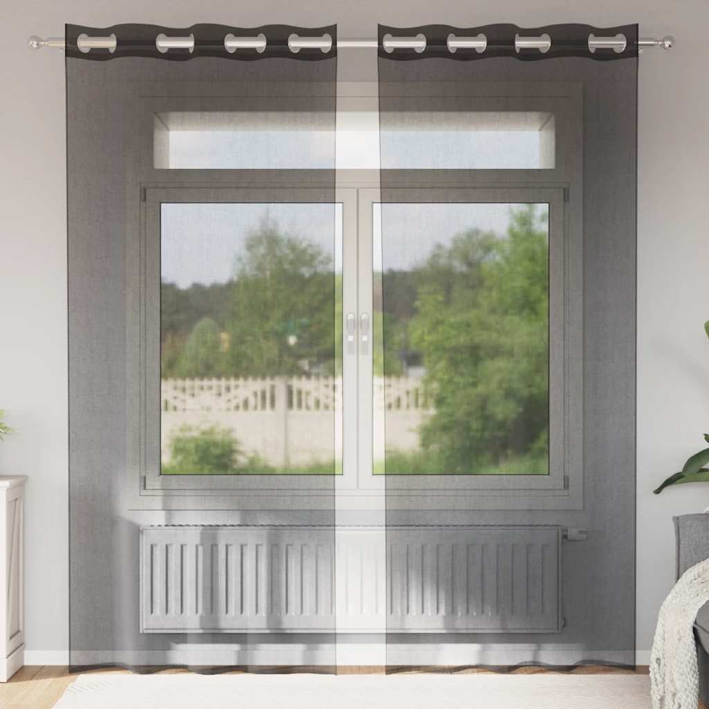 Vidaxx rideaux voile avec œillets 2 pcs 140x225 cm noir