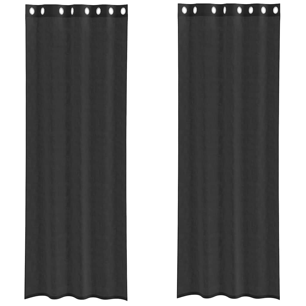 Vidaxx rideaux voile avec œillets 2 pcs 140x260 cm noir