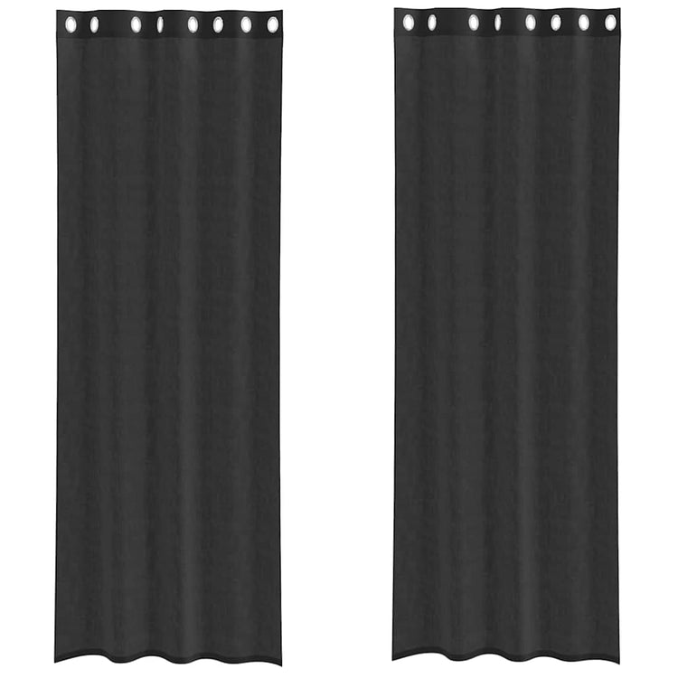 Vidaxx rideaux voile avec œillets 2 pcs 140x300 cm noir
