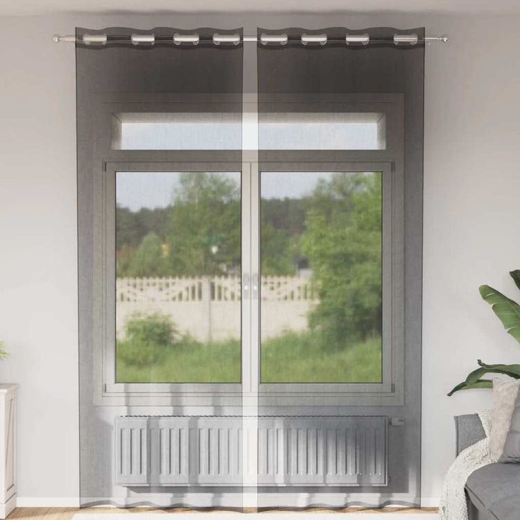 Vidaxx rideaux voile avec œillets 2 pcs 140x300 cm noir