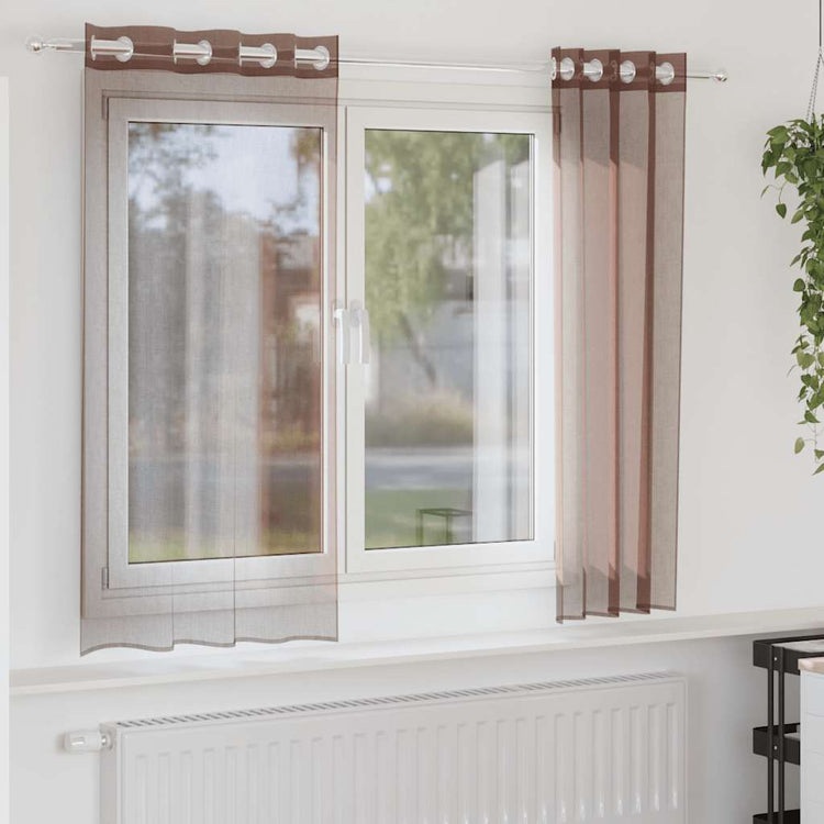Vidaxx rideaux voile avec œillets 2 pcs 140x140 cm marron