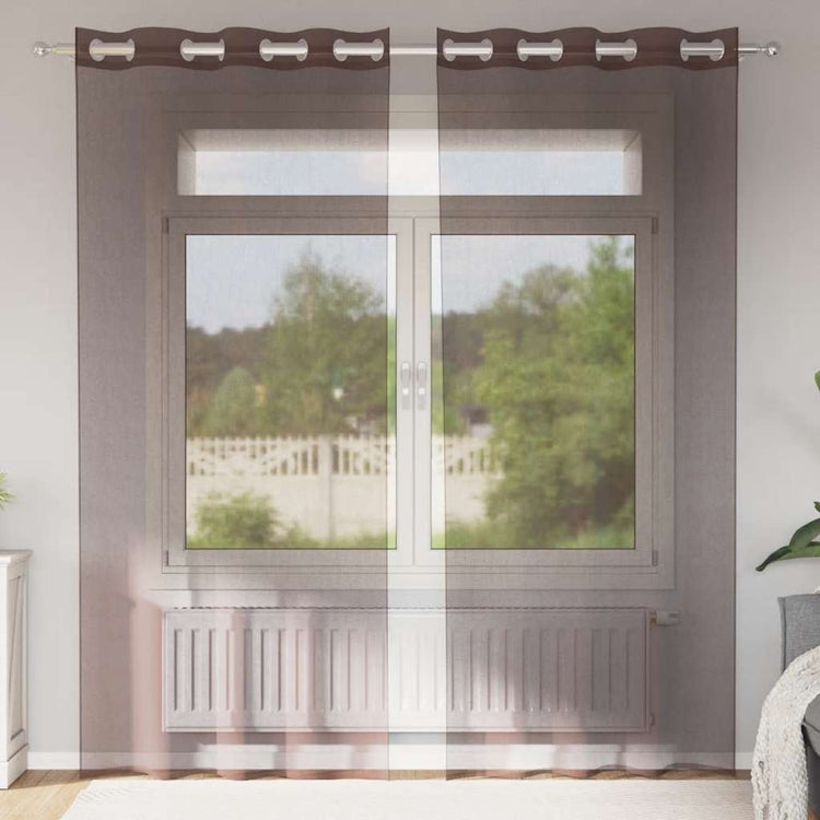 Vidaxx rideaux voile avec œillets 2 pcs 140x225 cm marron