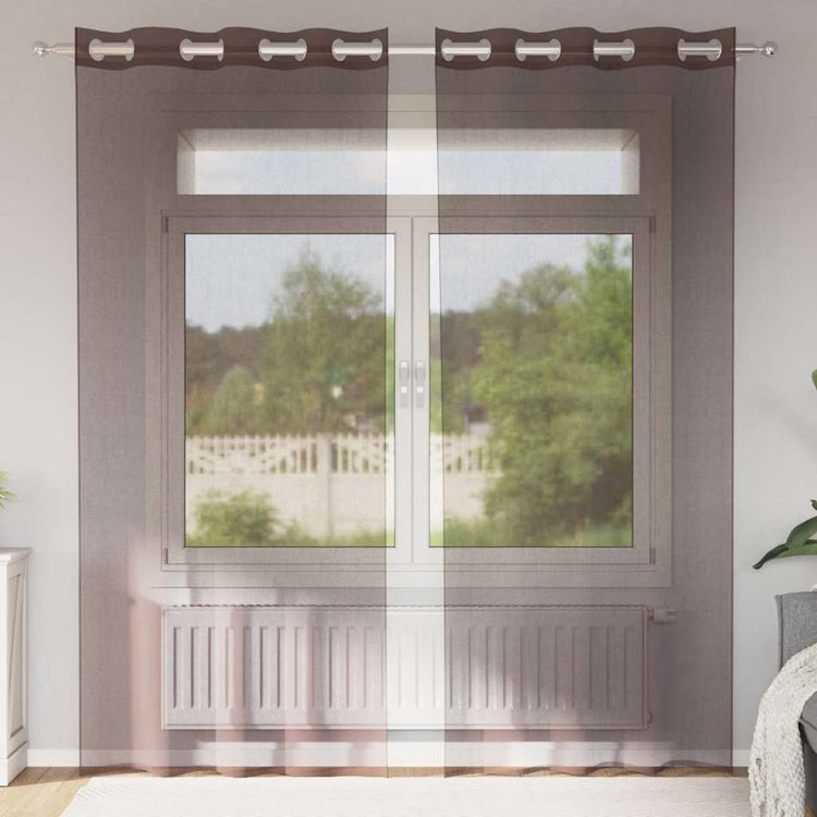 Vidaxx rideaux voile avec œillets 2 pcs 140x245 cm marron