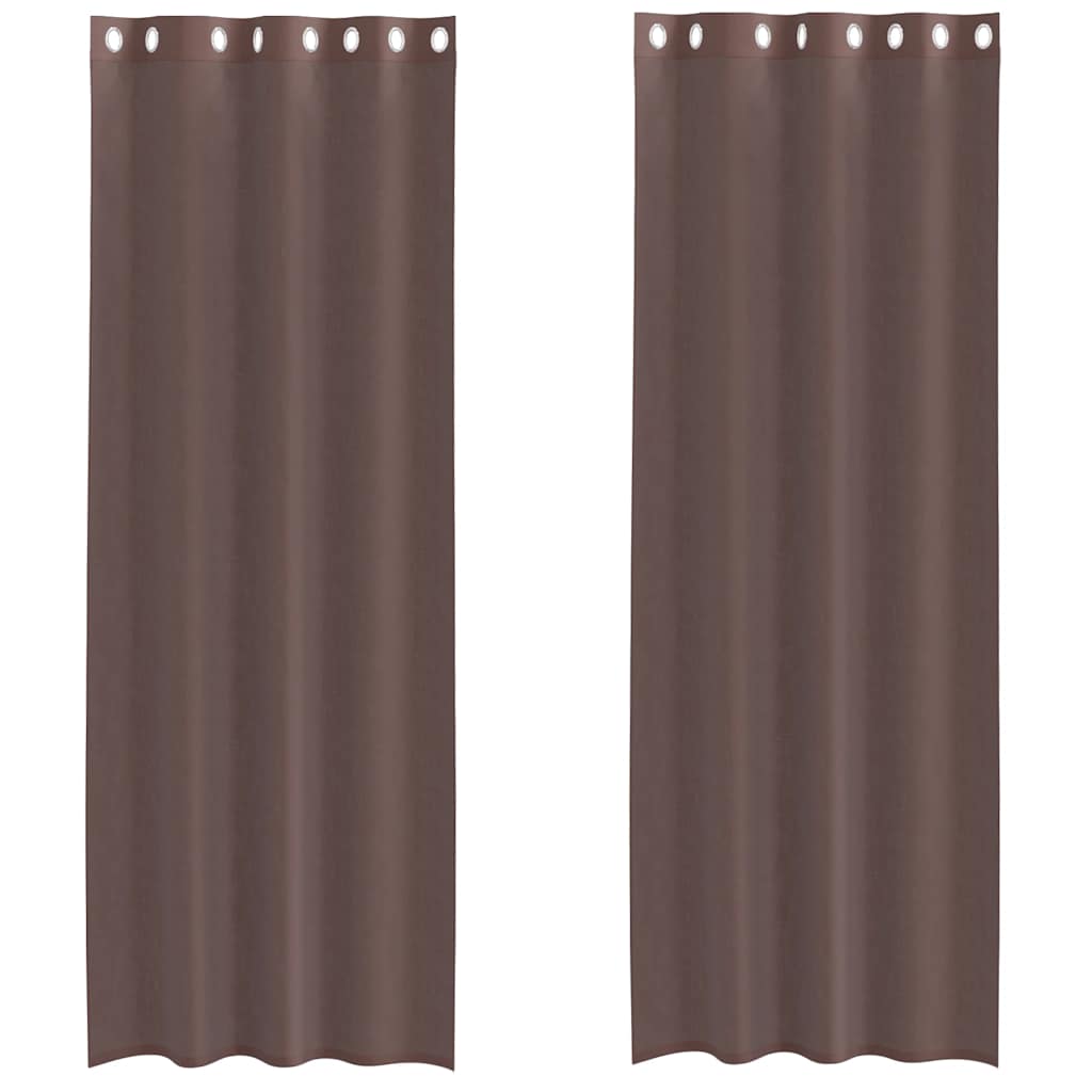 Vidaxx rideaux voile avec œillets 2 pcs 140x260 cm marron