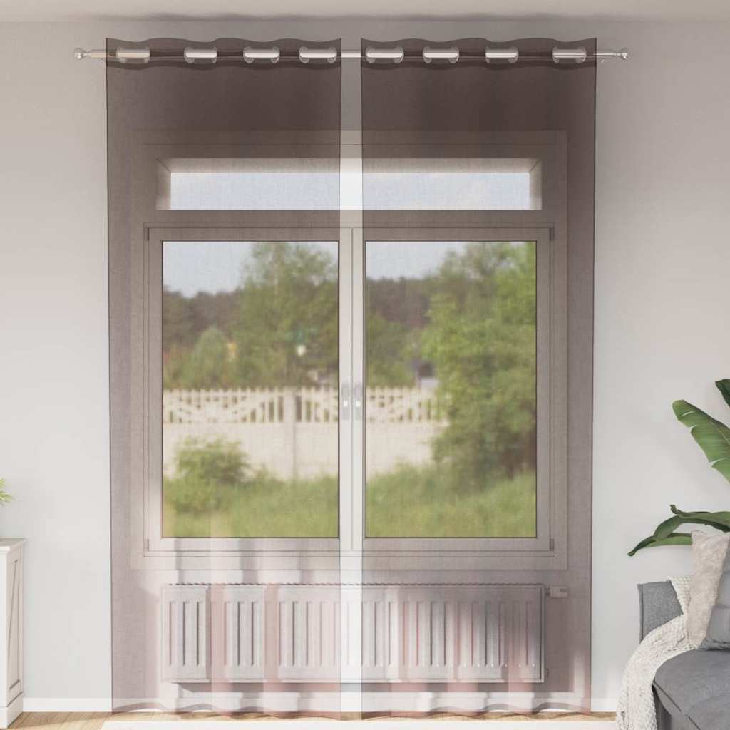 Vidaxx rideaux voile avec œillets 2 pcs 140x260 cm marron