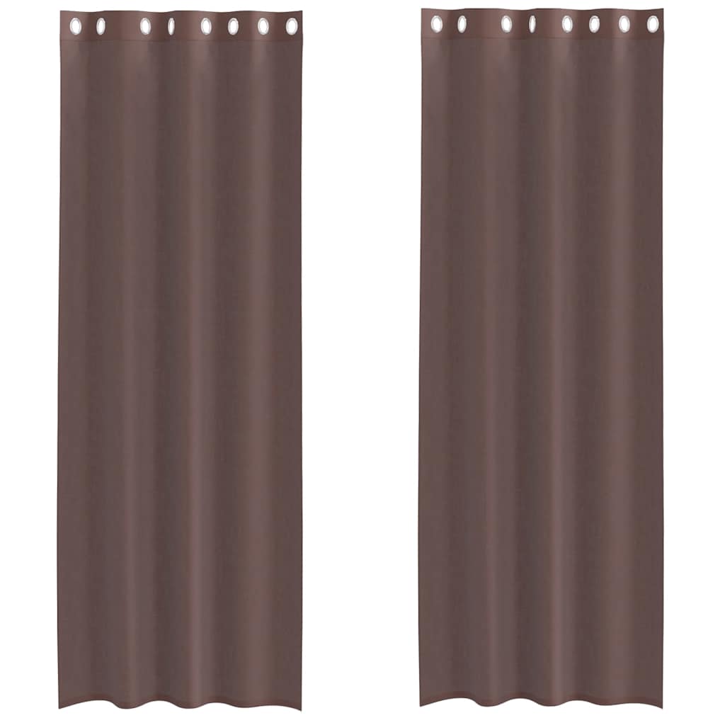 Vidaxx rideaux voile avec œillets 2 pcs 140x300 cm marron