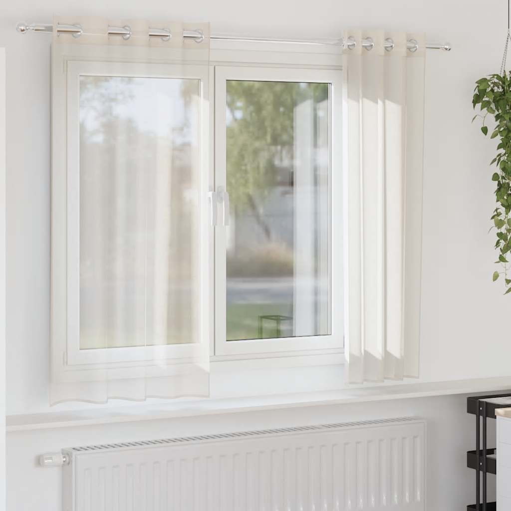 Vidaxx rideaux voile avec œillets 2 pcs 140x140 cm couleur crème