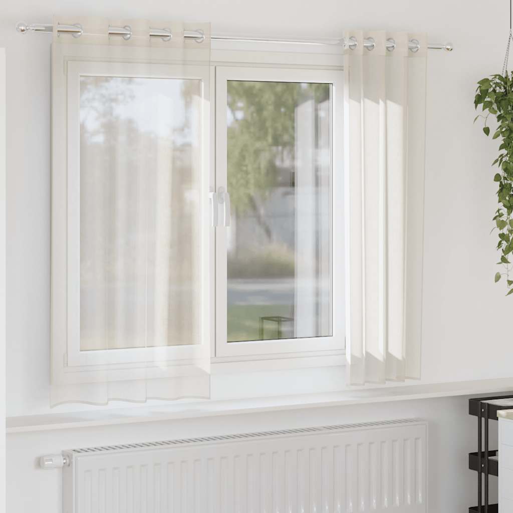 Vidaxx rideaux voile avec œillets 2 pcs 140x175 cm couleur crème