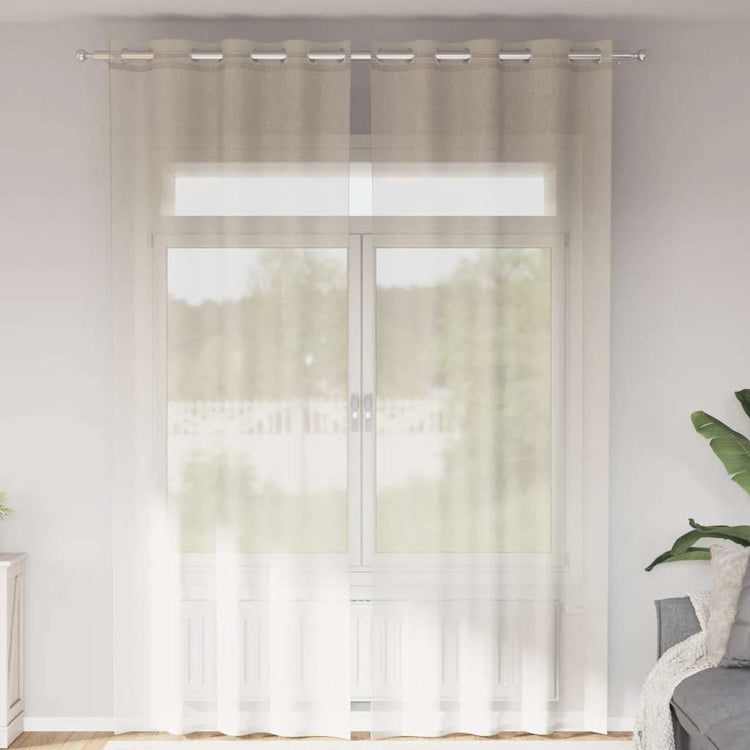 Vidaxx rideaux voile avec œillets 2 pcs 140x260 cm couleur crème