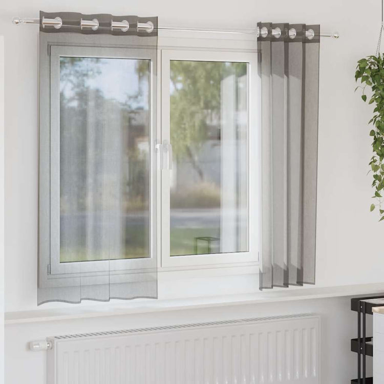Vidaxx rideaux voile avec œillets 2 pcs 140x175 cm gris foncé