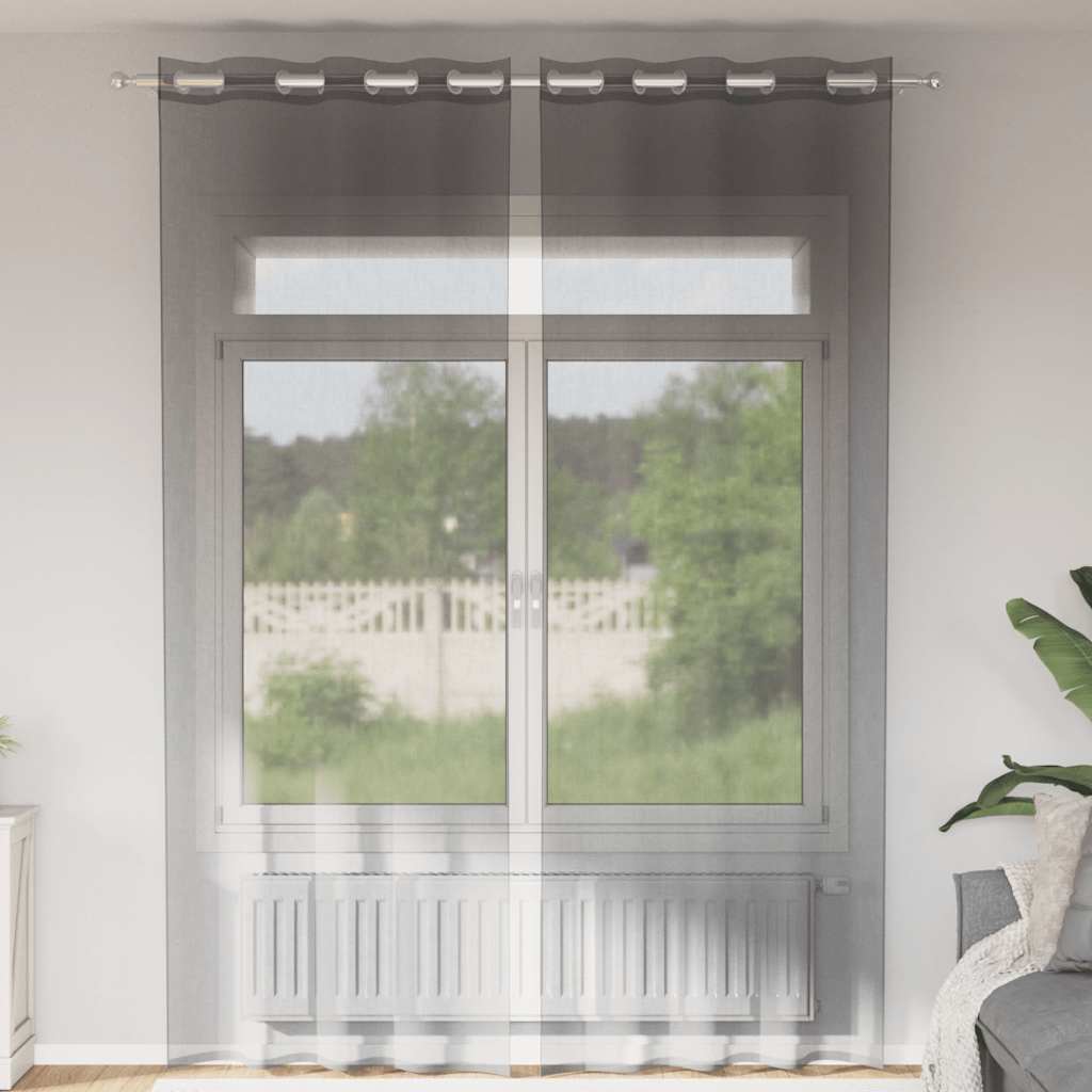 Vidaxx rideaux voile avec œillets 2 pcs 140x300 cm gris foncé