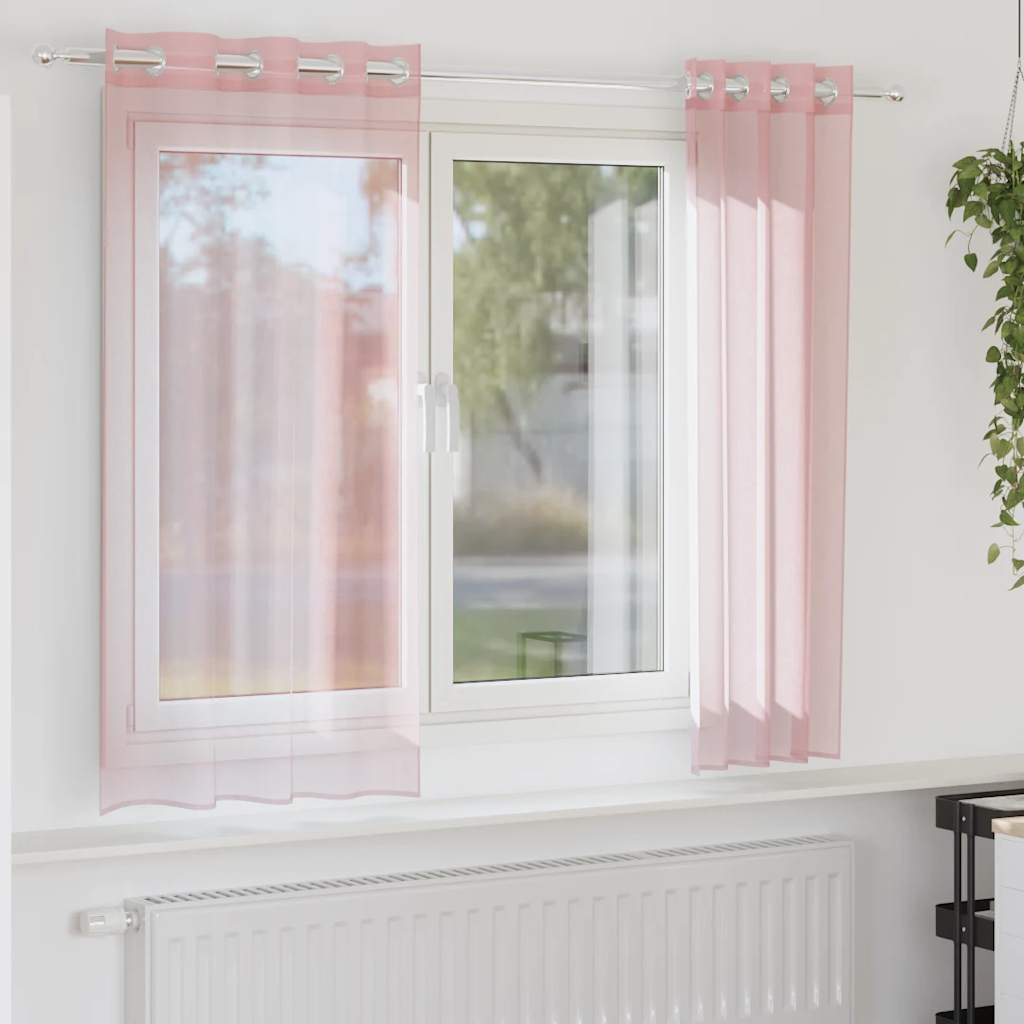 Vidaxx rideaux voile avec œillets 2 pcs 140x175 cm rose clair