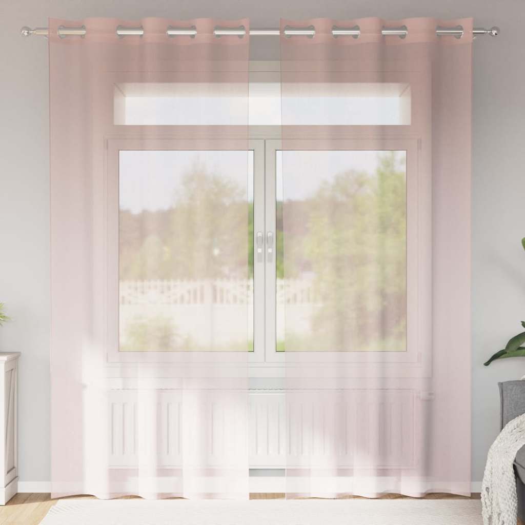 Vidaxx rideaux voile avec œillets 2 pcs 140x225 cm rose clair
