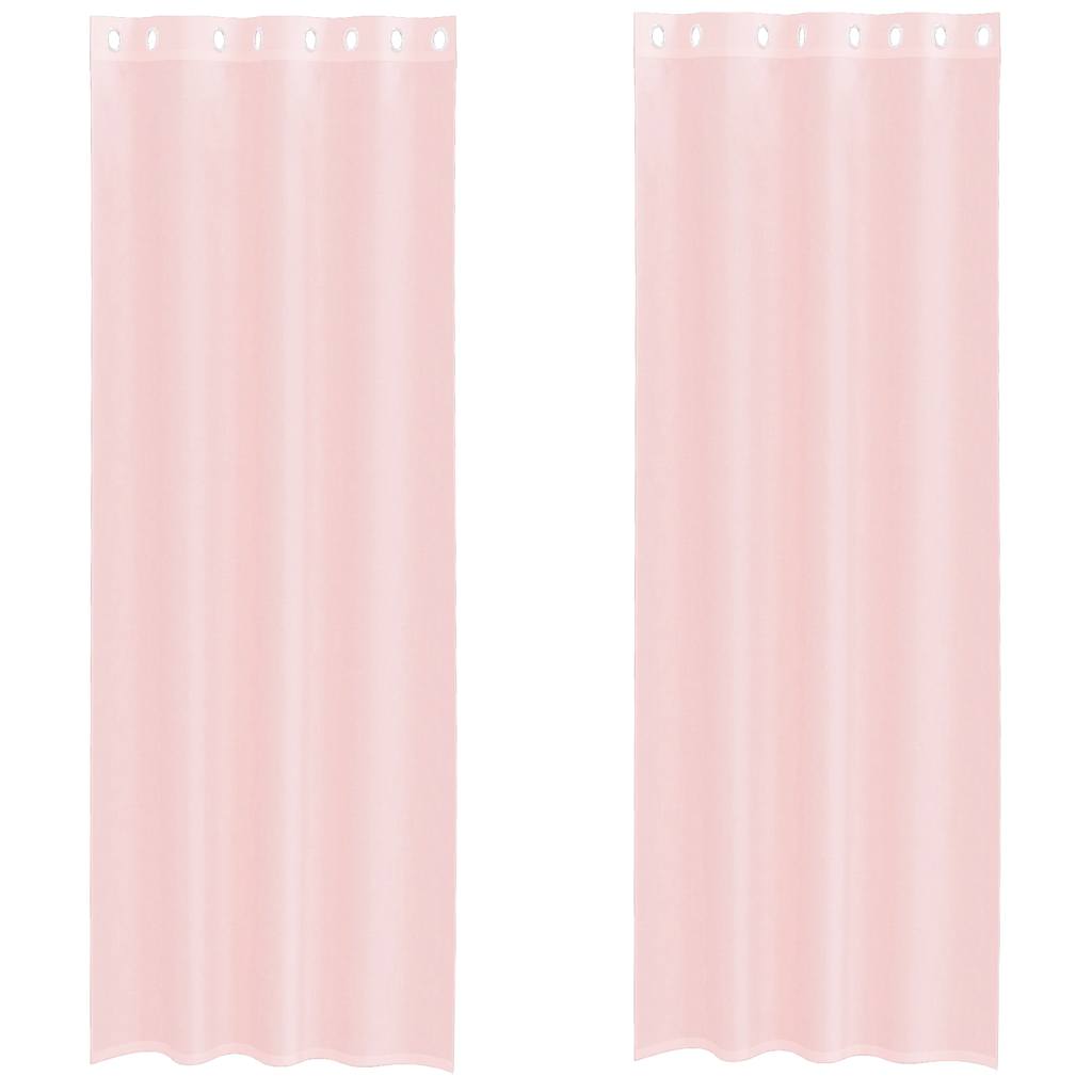 Vidaxx rideaux voile avec œillets 2 pcs 140x260 cm rose clair