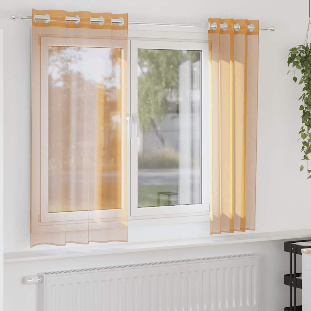 Vidaxx rideaux voile avec œillets 2 pcs 140x140 cm orange