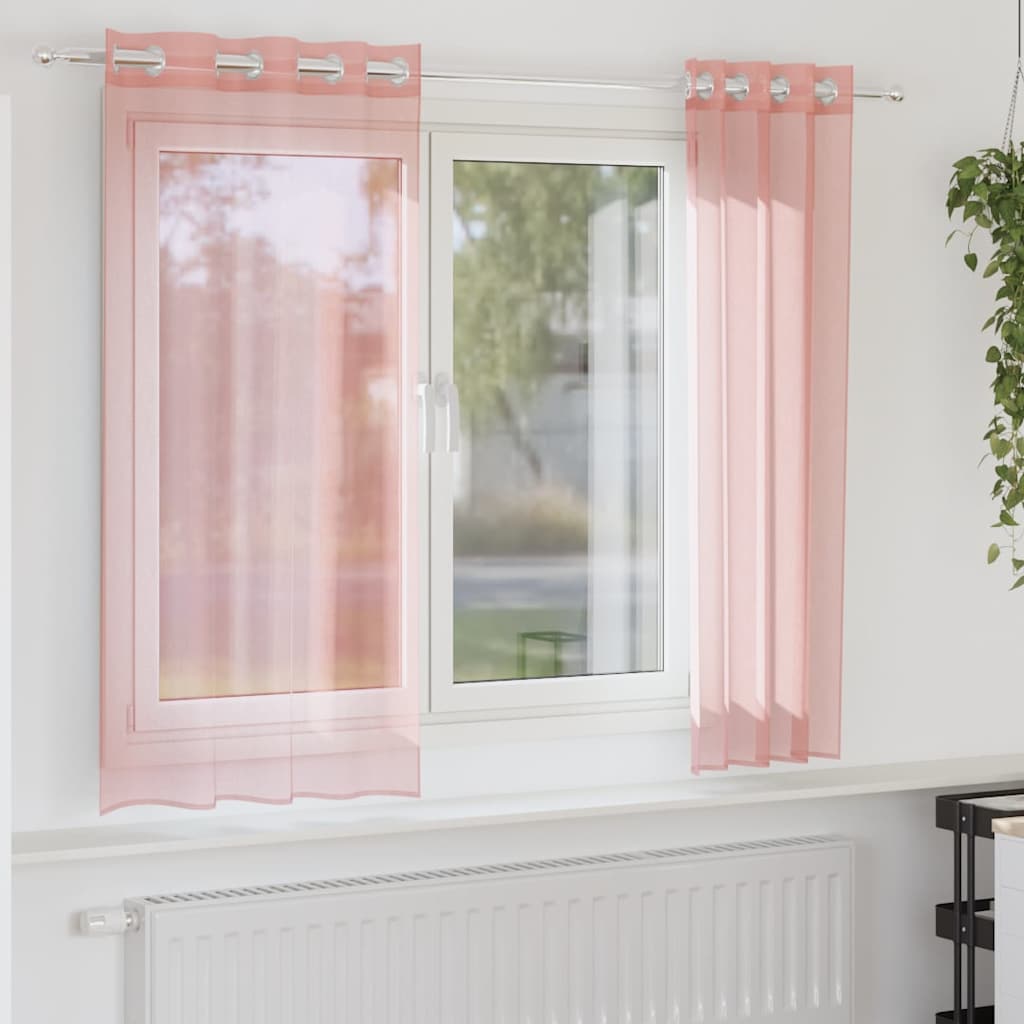 Vidaxx rideaux voile avec œillets 2 pcs 140x175 cm rose