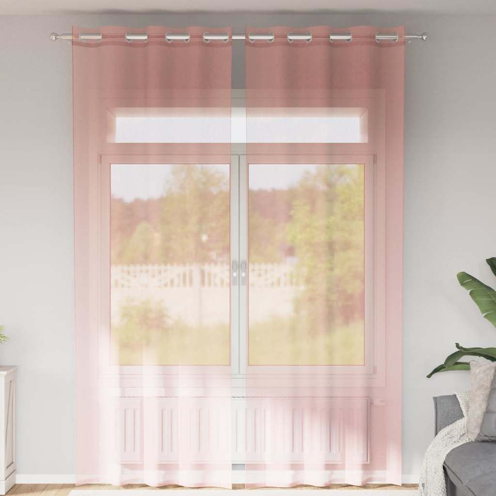 Vidaxx rideaux voile avec œillets 2 pcs 140x260 cm rose
