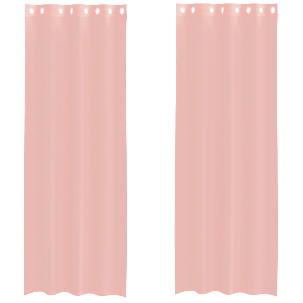 Vidaxx rideaux voile avec œillets 2 pcs 140x300 cm rose