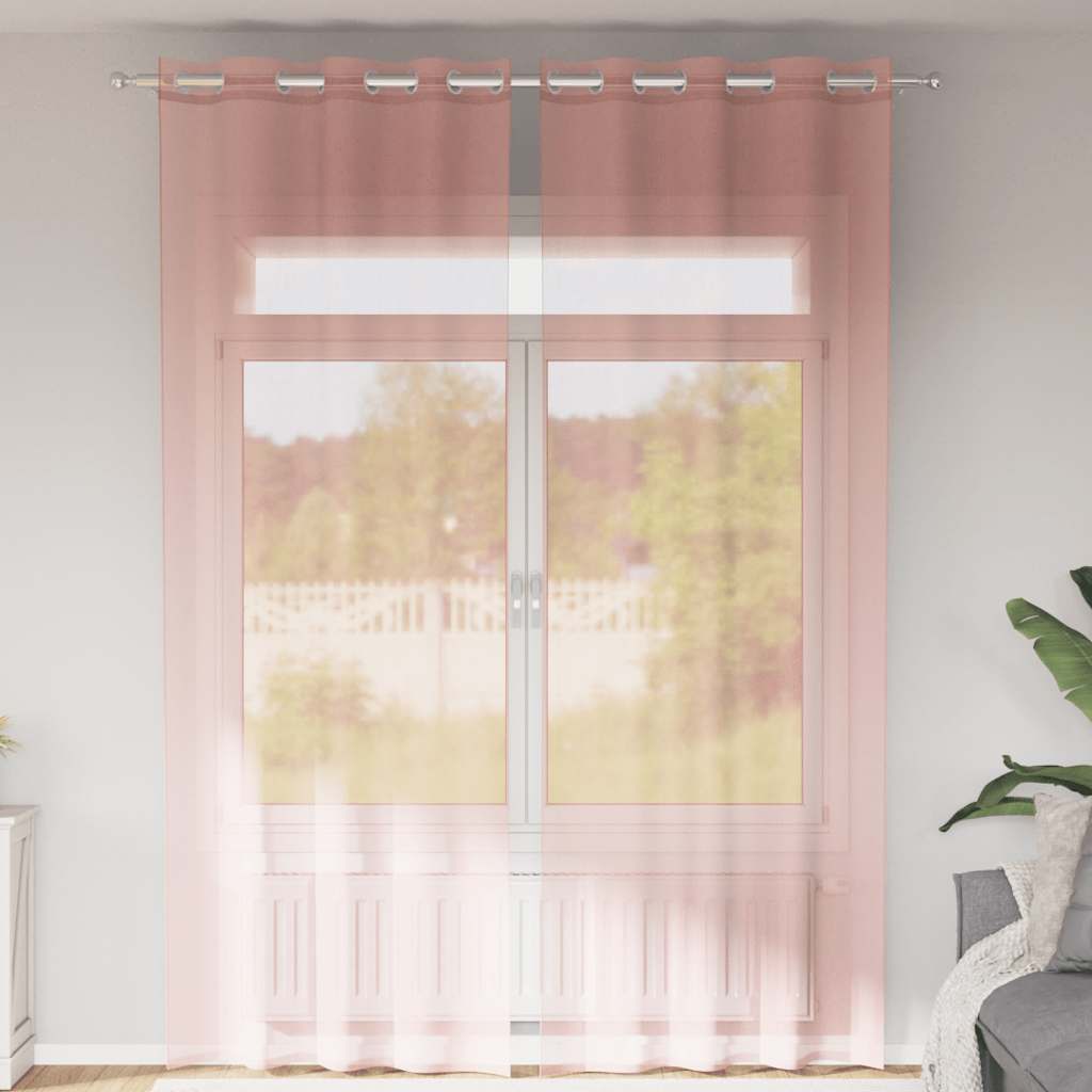Vidaxx rideaux voile avec œillets 2 pcs 140x300 cm rose
