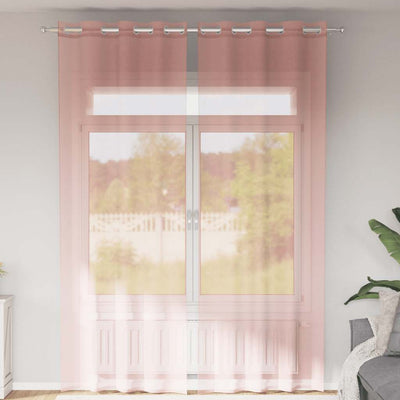 Vidaxx rideaux voile avec œillets 2 pcs 140x300 cm rose