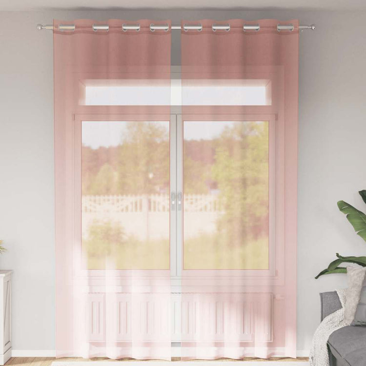 Vidaxx rideaux voile avec œillets 2 pcs 140x300 cm rose